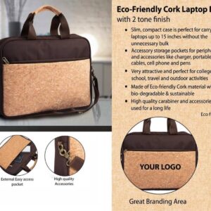 Eco-Friendly Cork Laptop Bag with 2 tone finish